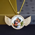 Custom Necklace Personalized Photo Picture Angel Wings Rhinestone Pendant Chains Necklaces Creative Fashion Hip Hop Jewelry Gift Lootquake LLC