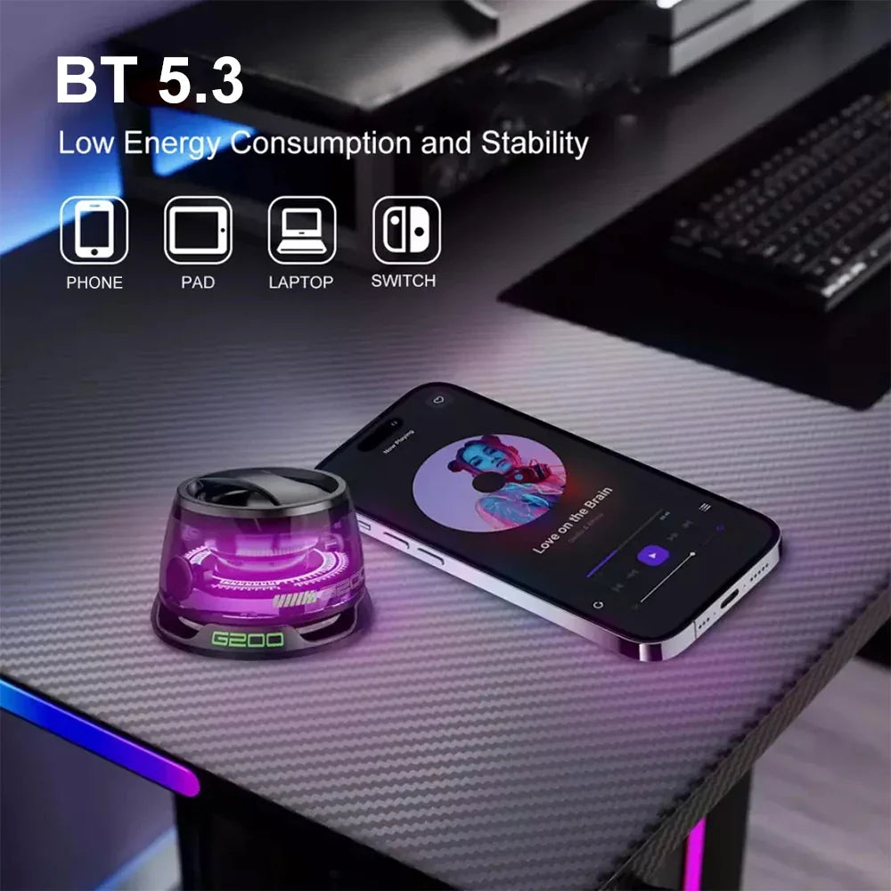 Mini Portable Bluetooth Speaker G200 RGB Color Light Magnetic Speaker BT5.3 Small Sound Box Phone Holder Wireless Loudspeaker Lootquake LLC