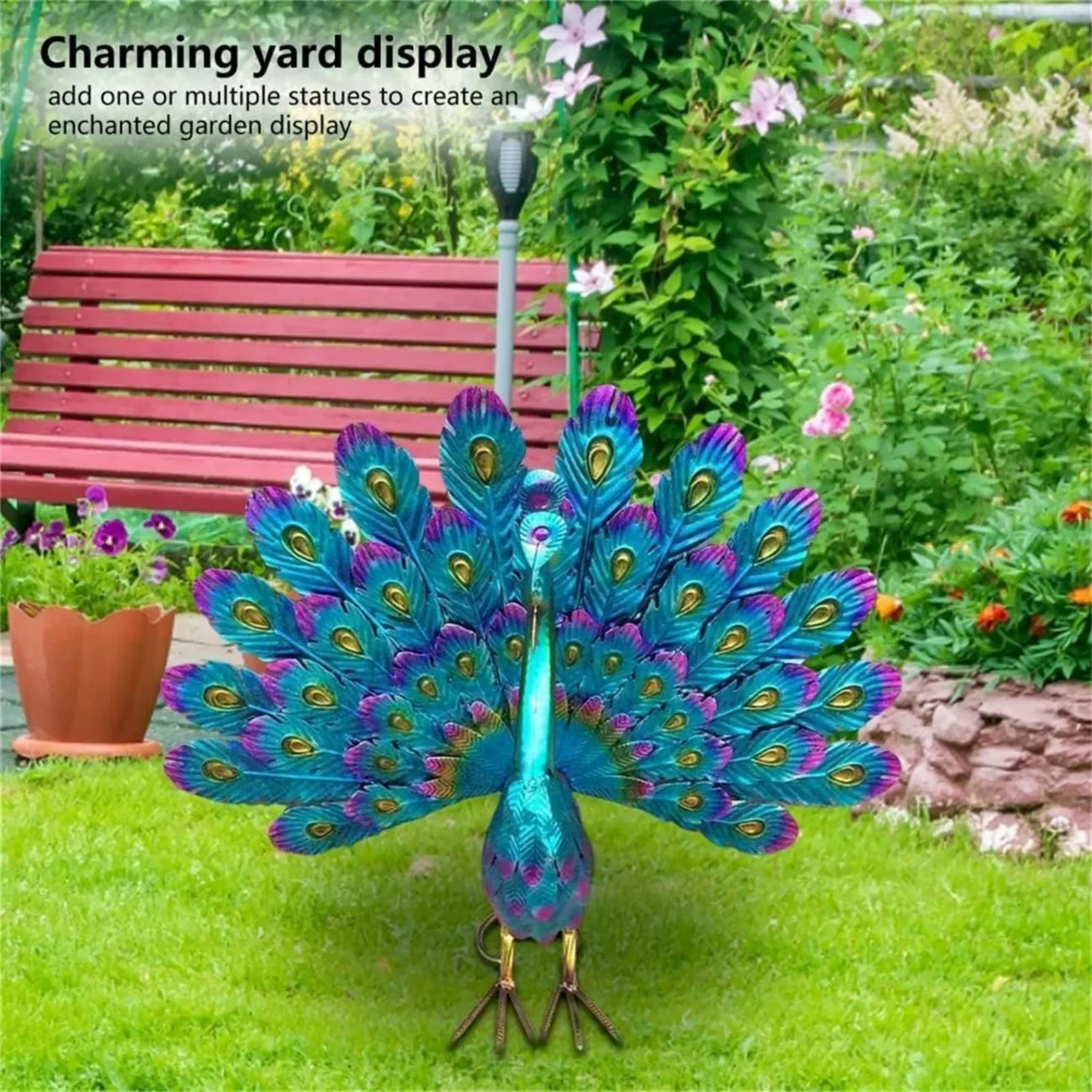 Peacock Statue Sculpture Handmade Crafts Ornament Animal Figurine Standing Posture Collectible Peacock Figurine Garden Craft Lootquake LLC