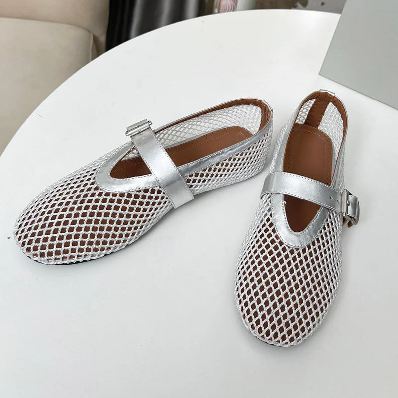 Summer Women's Shoes  breathable fishing net hollowed-out Roman-style flat women's sandals Mary Jane shoes Lootquake LLC