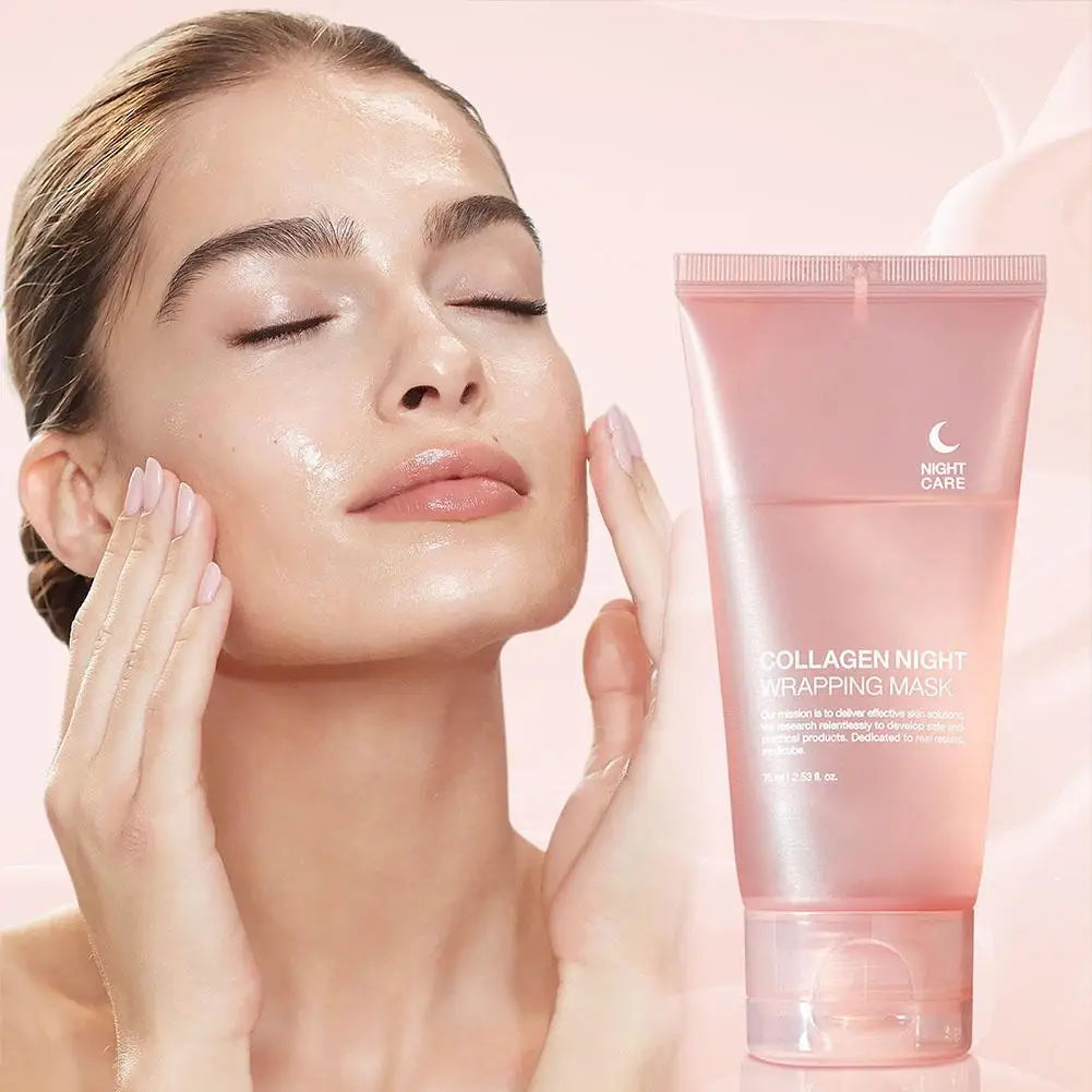 Hydrolyzed Collagen Overnight Facial Mask Wrapping Peel-Off Mask Hydrating Firming Mask for Elasticity Reduces Sagging Dullness Lootquake LLC