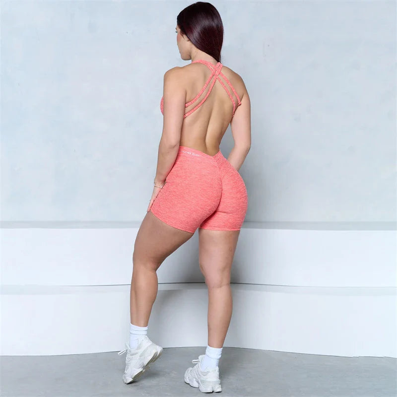 V-Back Scrunch Romper One Piece
