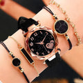5pcs Set Womens Watches Set Ladies Fashion Watch Black Female New Simple Casual Womens Analog WristWatch Bracelet Gift No Box