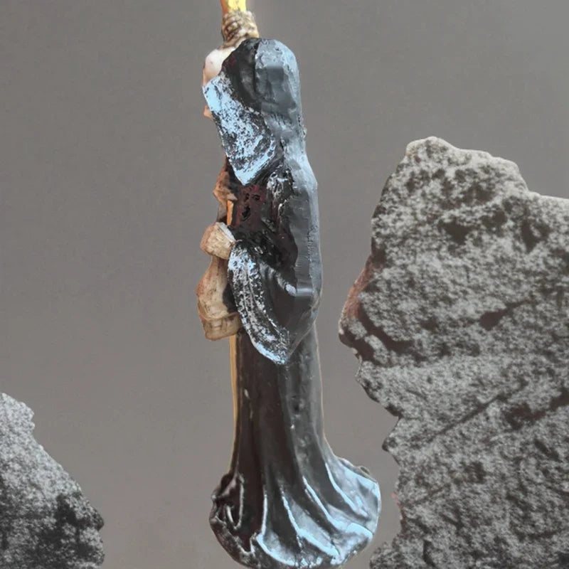 Holy Death Statue Standing Decorative Muerte Figurine Grim Reaper Holding Skull Statue Altar Halloween