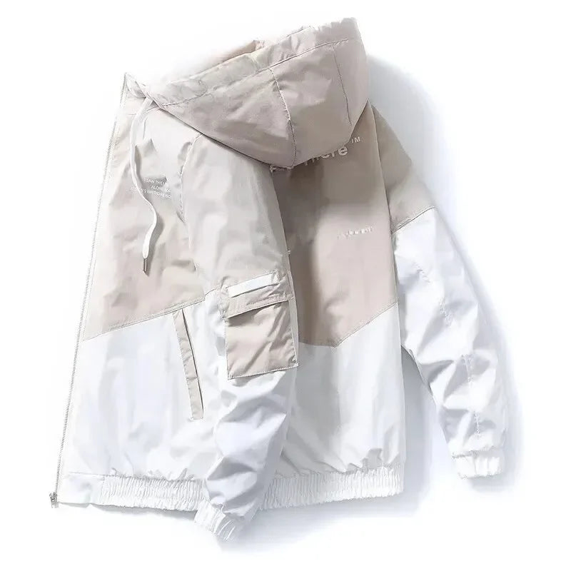 Men's Coat Casual Korean Style Spring Fashionable Thin Topmen's Jacket Hood Student Workwear Jacket Harajuku Street Clothing Pi-Mart