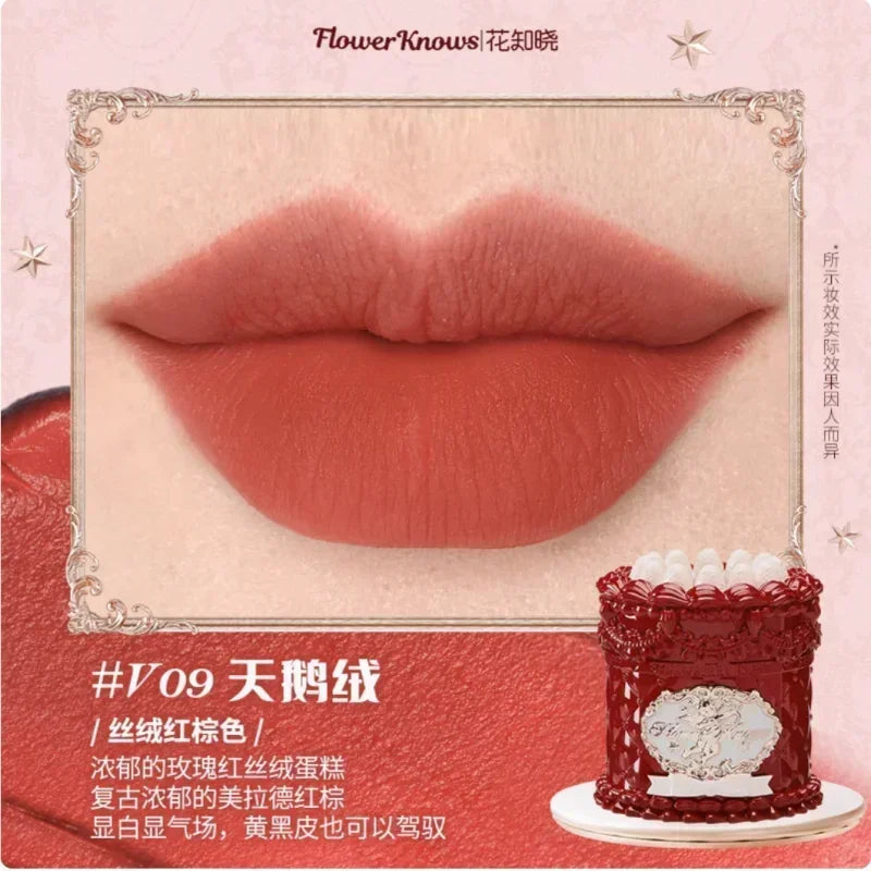 Flower Knows Strawberry Cupid Cake Lip Cream Lip Mud Matte Moisturizing Lipstick Silky Smooth Lip Makeup Professional Cosmetics Lootquake LLC