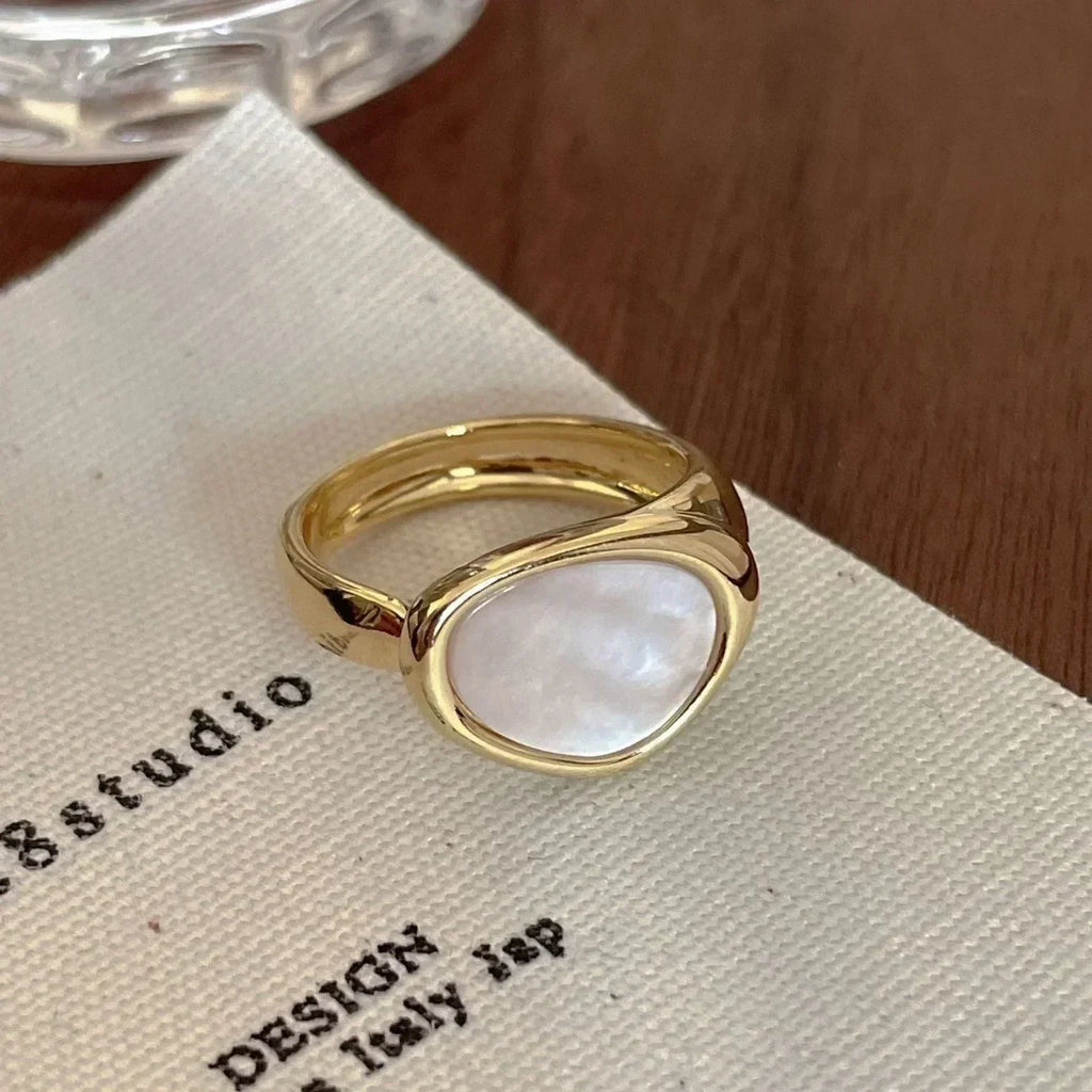 Vintage White Enamel Metal Irregular Shape Geometric Open Adjustable Ring for Women Girl Jewelry Birthday Gifts Anillo Hombre