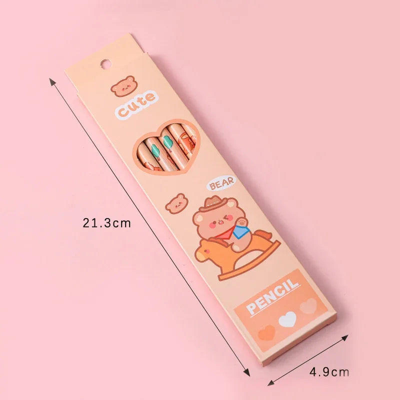 6Pcs/box Kawaii HB Pencil with Eraser Wooden Pencil for Children Drawing Writing Student School Office Supplies Stationery Lootquake LLC
