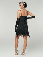 1920s Flapper Dress - Sequin Beaded Gatsby Fringe Mini - Plus Size