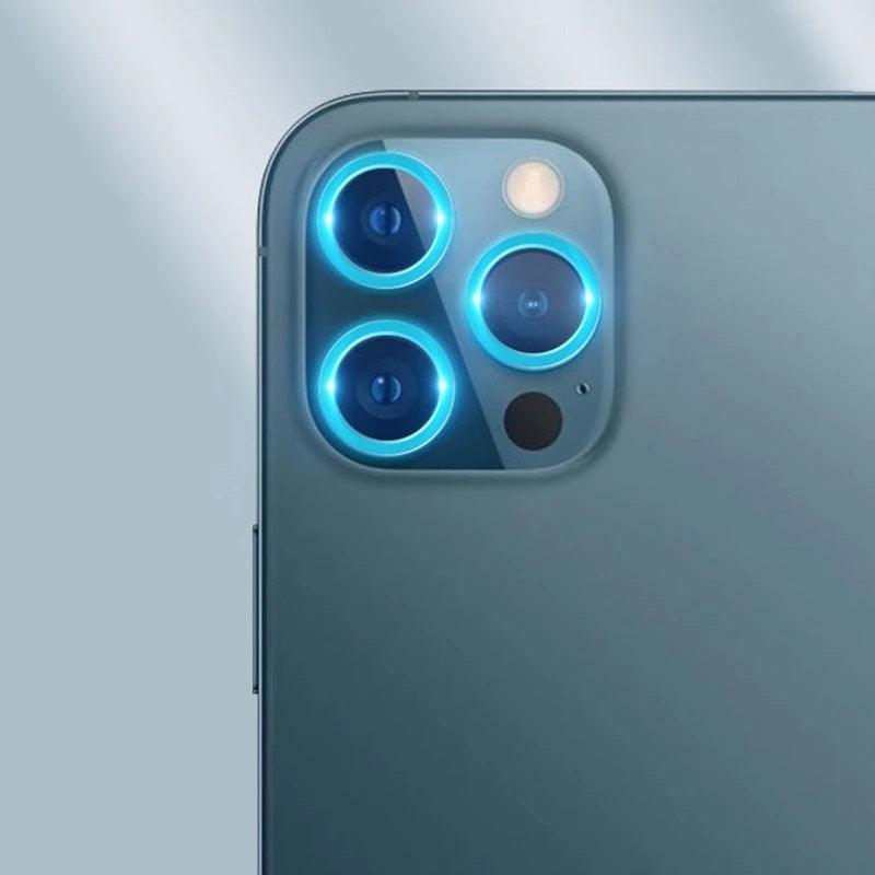9H Tempered Glass Camera Cover Screen Protector Metal Individual Ring For iPhone Phone Glitter Camera Lens Protector Film For iPhone 14 13 12 11 Pro Max Luminous Lens Metal Glass Protective Cover Stevvex