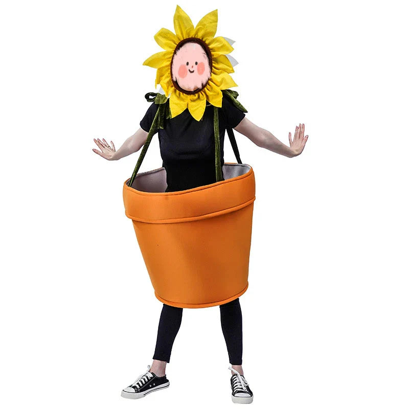 Halloween Flower Pot Costume Sunflower Costume with Headpiece for Adults Kids Cosplay Women Garden Theme Party Sunflower Lootquake LLC