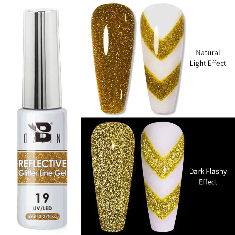 5ML Gold Silver Metallic Liner Paint Gel Polish Chrome Mirror Metal Effect Super Bright French UV LED Semi Permanent Nail Gel Lootquake LLC