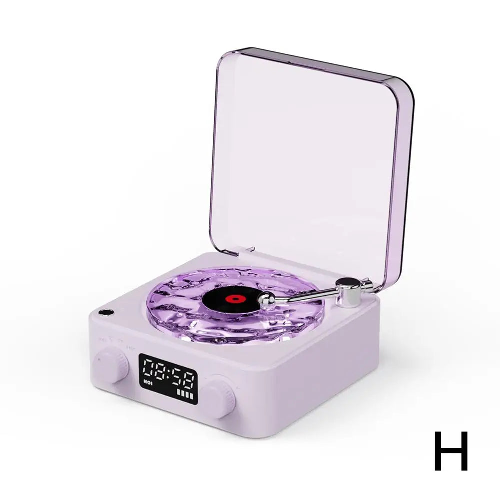 Turntable Bluetooth Speaker With LED Ocean Clock,Hi-Fi Mood Light Audio System For Home Decor & Birthday Gifts Lootquake LLC
