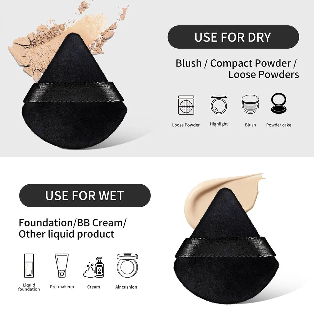 MAANGE 10/12 Pcs Triangle Powder Puff Wet Dry Use For Loose Powder Liquid Cosmetic Soft Plush Powder Puff Makeup Foundation Lootquake LLC