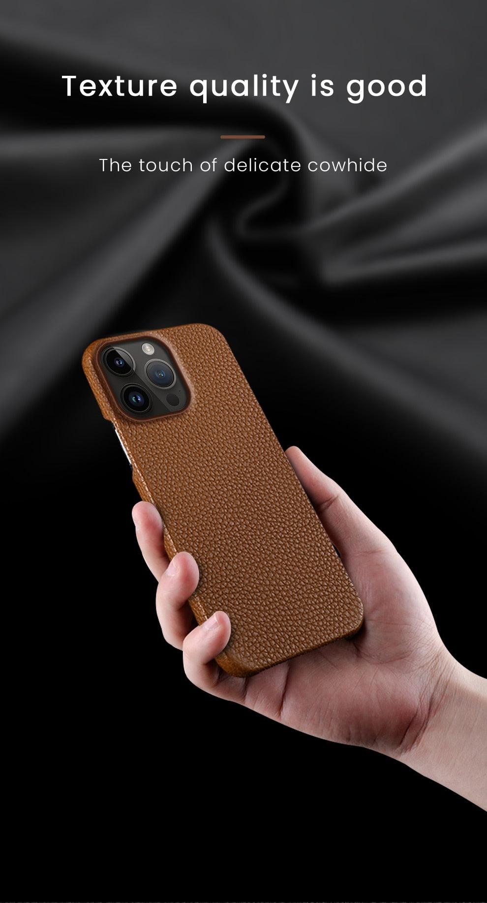 Genuine Leather Phone Case for iPhone 13 14 Pro Max 12 Mini 12 Pro Max Back Cover Neon Orange Silicone Phone Cover Wireless Charging Compatible Shockproof Protective Case for iPhone Stevvex