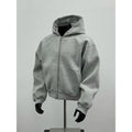 American Men's Short Retro Boxy Style Cardigan Sweatshirt Men's Hooded Jacket Autumn Winter Silhouette Men's Fashionable Hoodie