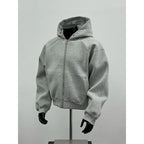 American Men's Short Retro Boxy Style Cardigan Sweatshirt Men's Hooded Jacket Autumn Winter Silhouette Men's Fashionable Hoodie