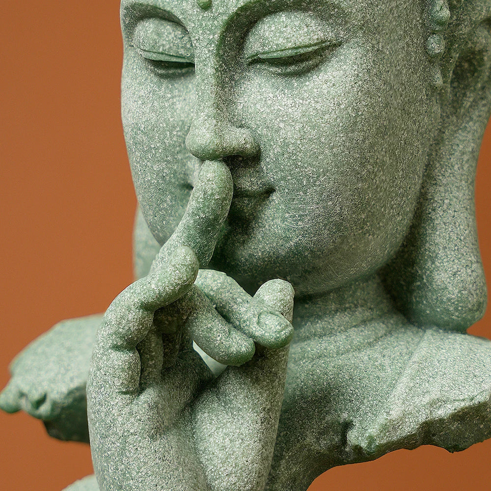 Buddhist Statue Desktop Decoration Tablescape Decoration Home Zen Statue Green Sandstone Lootquake LLC