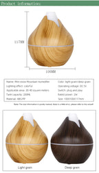 350ML USB aroma oil diffuser wood electric humidifier ultrasonic air humidifier mini aromatherapy LED light mist maker for home Lootquake LLC