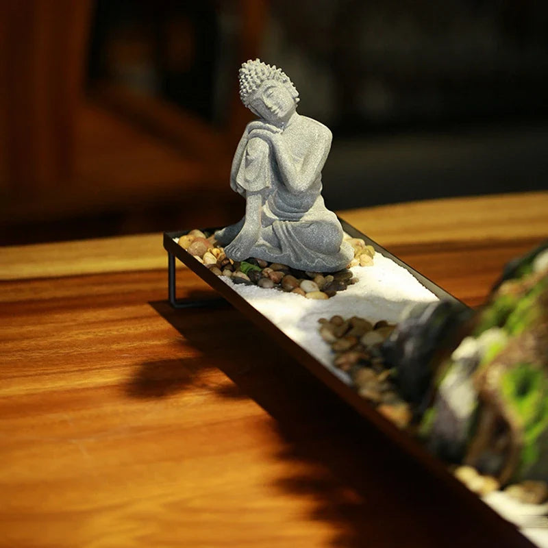 Buddha Stone Statue Little Buddhist Monks Tibetan Buddhism Figurines Zen Garden Ornament Meditation Home Aquarium Decoration Lootquake LLC