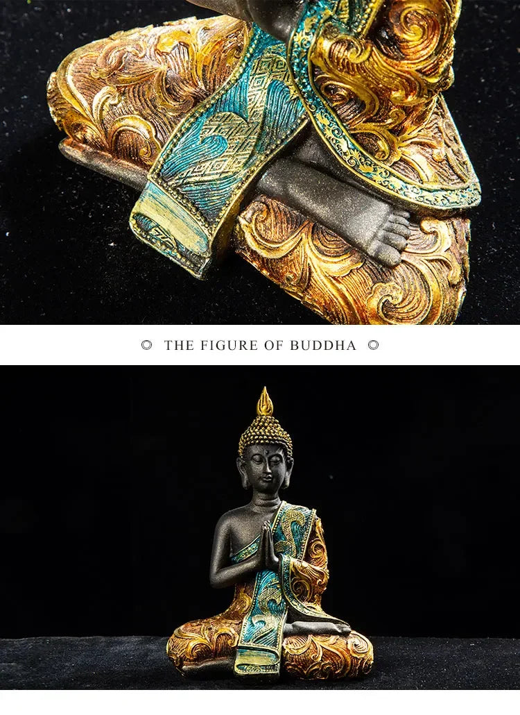 Large Buddha Statue Thailand Buda Buddha Sculpture Green Resin Handmade Buddhism Hindu Fengshui Figurine Meditation Home Decor Lootquake LLC