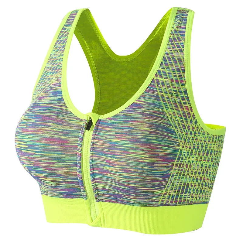 Space-Dyed Zip Sports Bra - Shockproof Style