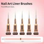 7/9/11/15/25MM Nail Liner Brush Set UV Gel Nail Brushes Kits 5pcs French Stripe Line Painting Drawing Flower Pen Manicure Tools
