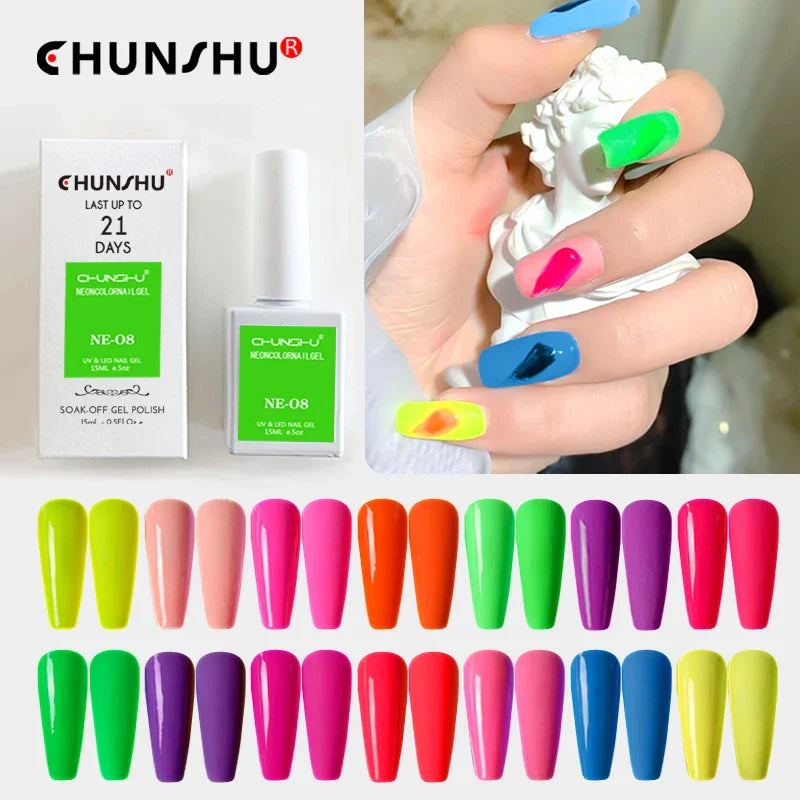CHUNSHU 15ml Fluorescence Gel Nail Polish Semi Permanent UV/LED Nail Gel Long Lasting Varnish For Nails Art Manicures Soak Off Lootquake LLC