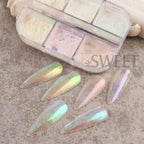6 Grids Aurora Mirror Nails Powder Aurora Shiny Pearl Chrome Effect Pigments Gel Polish Laser Dust Glitter Manicure Decoration Lootquake LLC