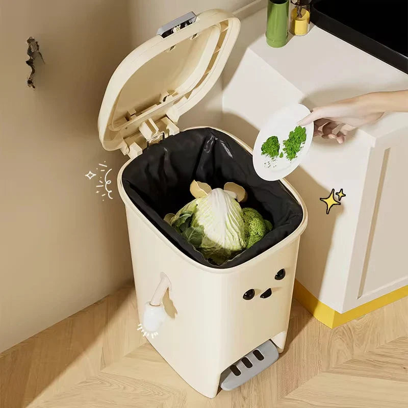 Large Capacity Trash Can Cute Creativity Non-slip Bottom Strong Bearing Capacity Garbage Bucket Square Dustbin Kitchen Lootquake LLC