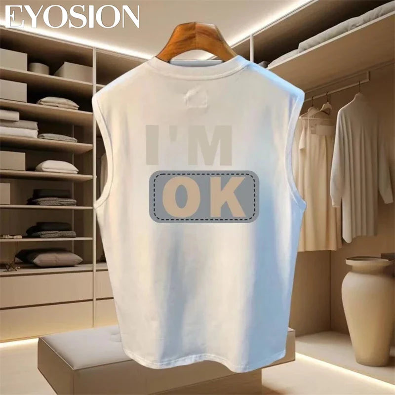 Men's Tank 2024 Summer Casual Fashion Sleeveless Cotton Top T-shirt Hip Hop Casual Letter Printed Round Neck Versatile Top 4XL Lootquake LLC