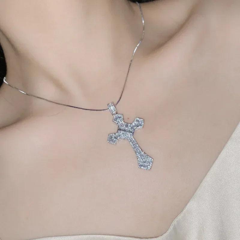 Exquisite Shining Crystal Cross Necklace Pendant Lucky Charming Fashion Jewelry Gift Unisex Lootquake LLC