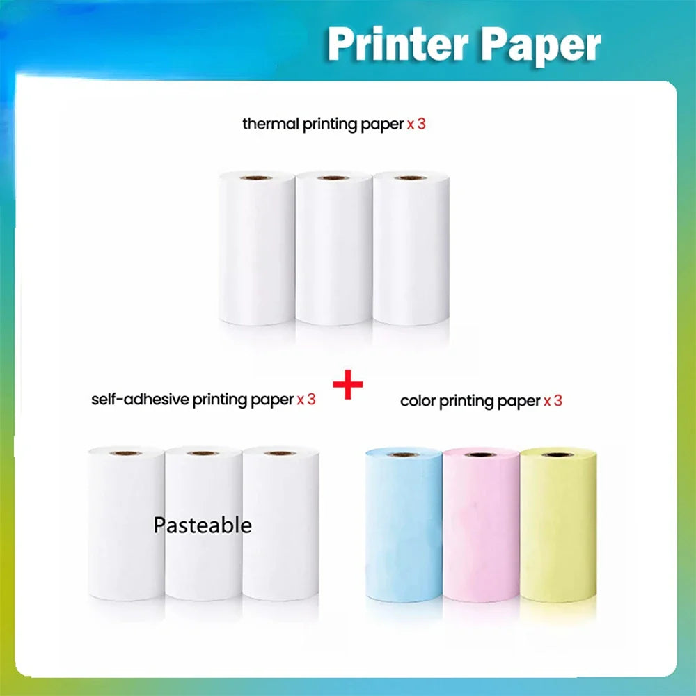 Mini Printer Paper Kids Instant Print Camera Thermal Colorful Adhesive Self-adhesive Paper for Wireless Bluetooth Printer 57mm Lootquake LLC