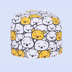 Cute Bear Print Surgical Caps for Long Hair