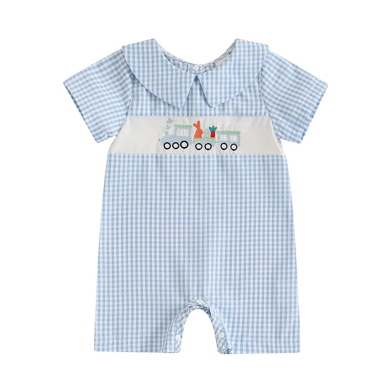 Infant Easter Bunny Romper Sleeveless Round Neck Train Embroidery Jumpsuit Baby Boy Newborn Playsuit Outfit Costume Lootquake LLC