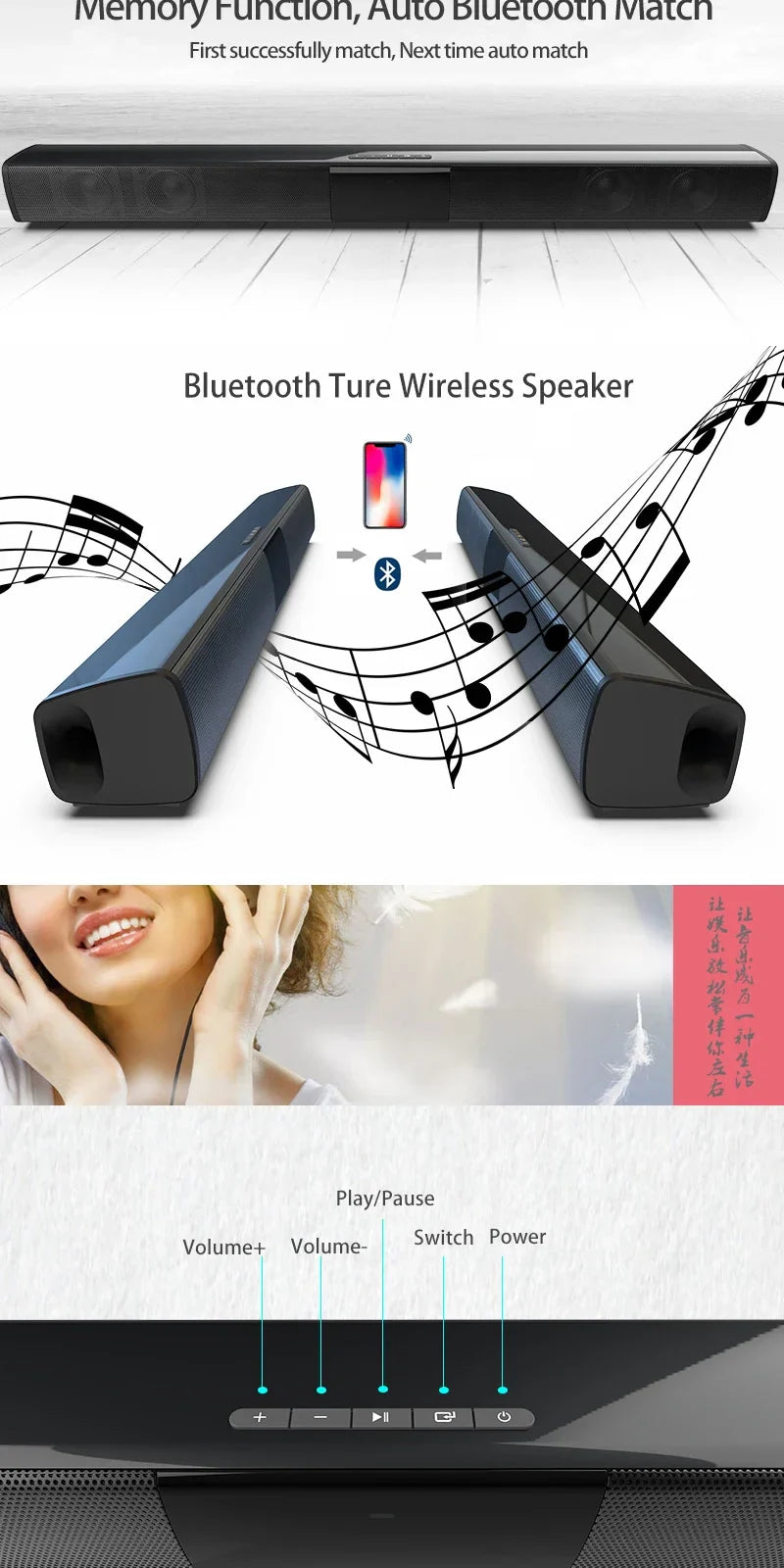 Home Theater Sound System Bluetooth Computer Speakers for TV Soundbar Box Subwoofer Radio Music Center Boom Box Column Hot Sale Lootquake LLC