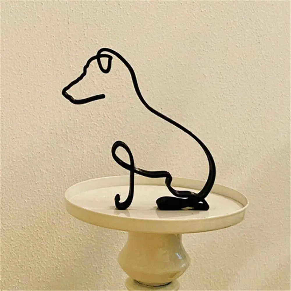 Wrought Iron Handicraft Bulldog Dachshund Labrador Abstract Dog Ornament Modern Animal Sculpture Simple Statue Art Figurine Lootquake LLC