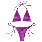 ShimmerWave: Luxe Satin Brazilian Bikini Set THRIXINE