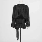 Women's A-Line Mini Dress with Long Sleeves & Empire Waist