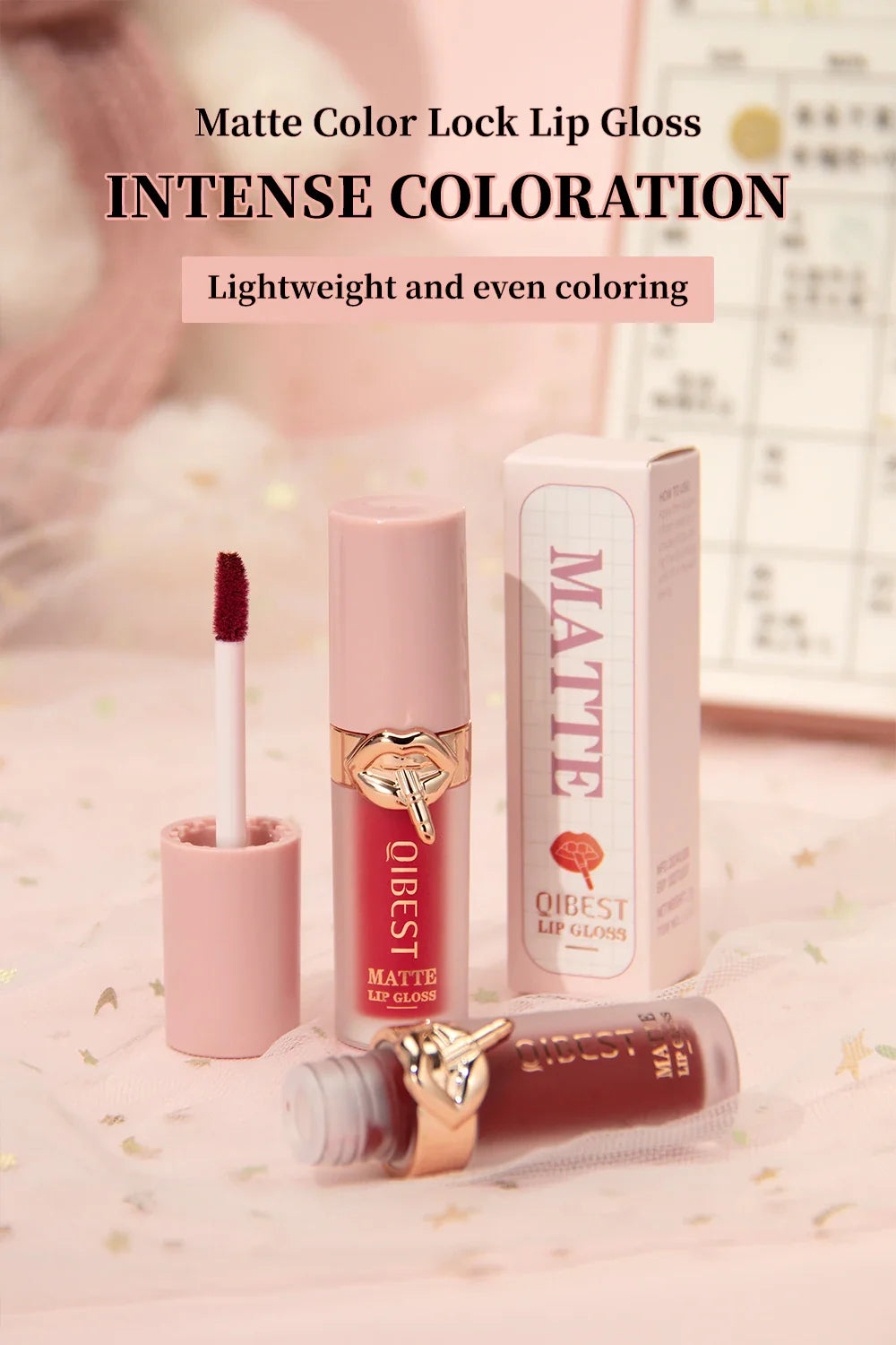 QIBEST 10 Colors Nude Matte Liquid Lipstick Waterproof Silky Lip Gloss Non-Stick Cup Lasting Purple Red Lip Tint Durable Makeup Lootquake LLC