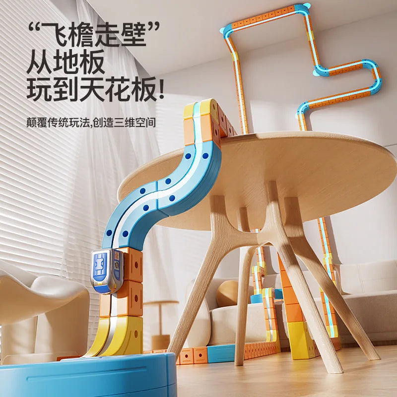 Hot Selling Magnetic Car Stem Racing Car Railtrack Set Montessori Motorized Train & Gravity Maze Toy Educational Gift For Kids Pi-Mart