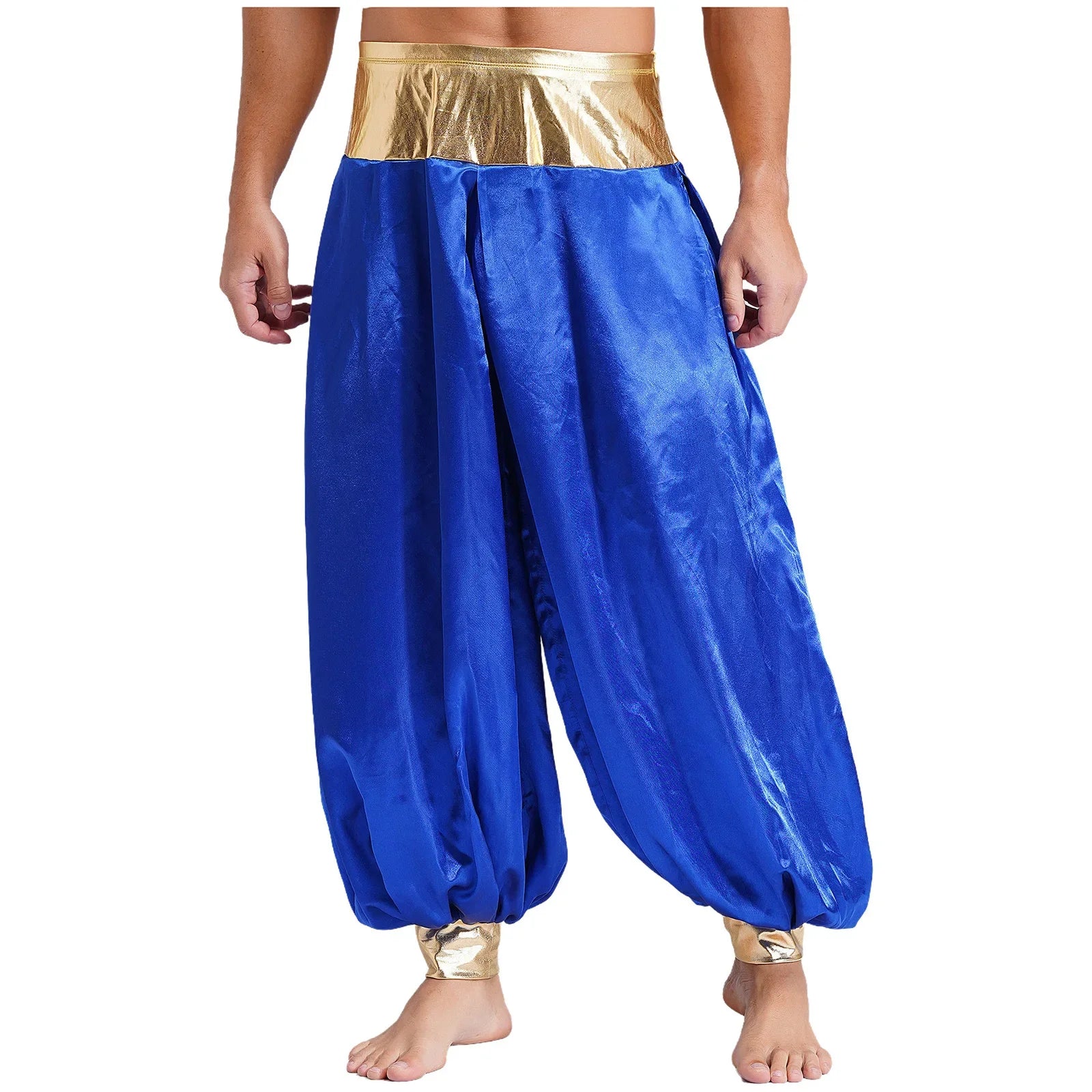 Halloween Men Arabian Indian Prince Cosplay Costume Stain Shiny Harem Trousers Arab Costume Carnival Dress Up Lantern Long Pants Lootquake LLC