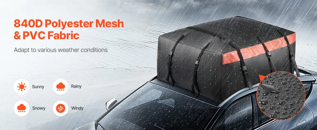 SucceBuy Car Rooftop Cargo Carrier Bag 20/23 Cubic Feet Roof Cargo Carrier 840D PVC Waterproof Car Roof Luggage Bag for  Vehicle Lootquake LLC