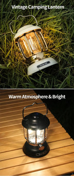 Outdoor Camping Lantern Portable USB Rechargeable Lamp Retro LED Light For Emergency Fishing Hiking Tent Nightlight Waterproof