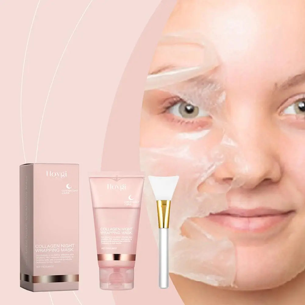 Collagen Overnight Wrapping Peel Off Facial Mask, Korean Collagen Night Wrapping Mask Deeply Hydrates Night Care Mask Cream 75ml Lootquake LLC