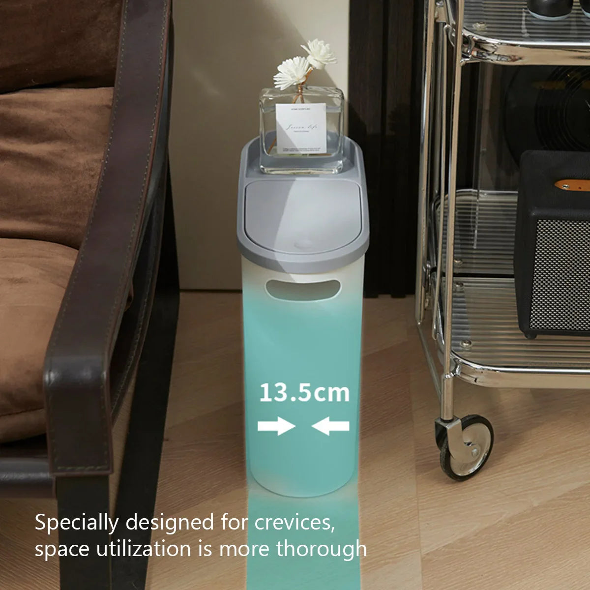 Bathroom Trash Can Large Capacity Household Creative Gap Bin Press Type Garbage Can with Lid Plastic Basket Kitchen Garbage Bin Lootquake LLC