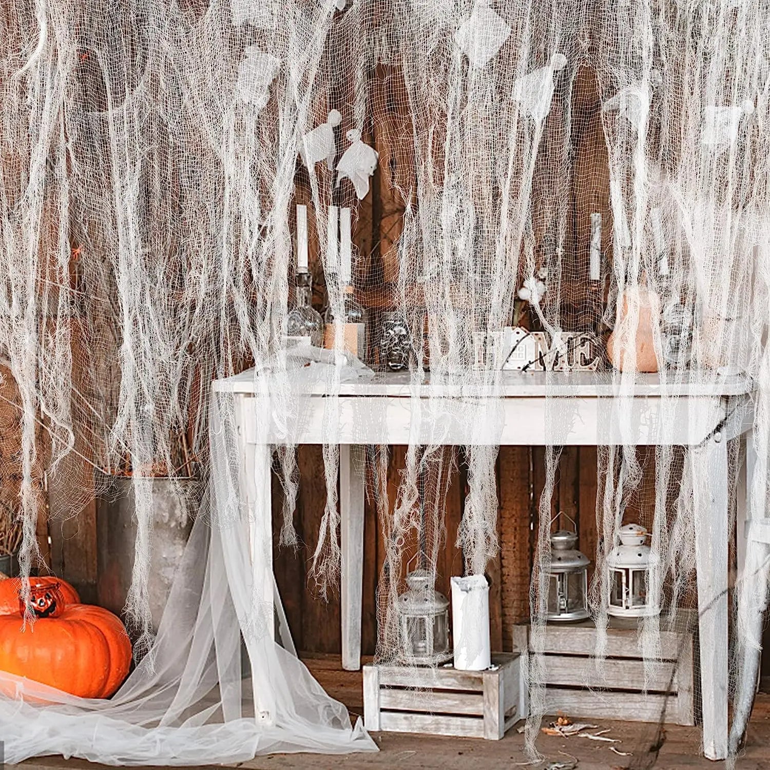 Halloween Decoration Black White Creepy Cloth Spooky Gauze Fabric Window Door Cover Scary Party Horror House Props Hallow Favors Lootquake LLC