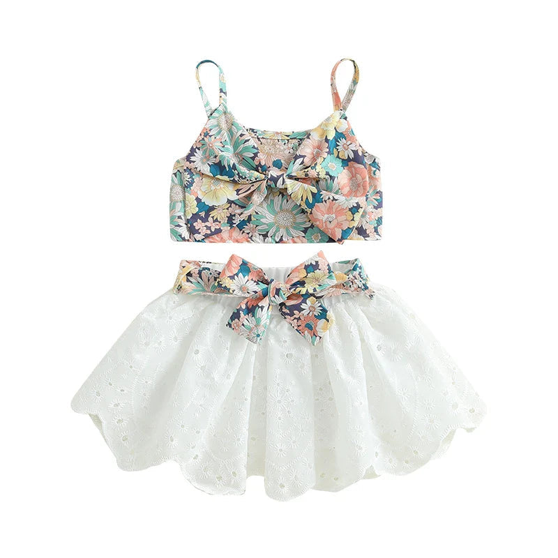 Toddler Girl Boho Chic Sleeveless Top and Denim Skirt Set with Embroidered Details and Matching Belt - 3 Piece Outfit Lootquake LLC