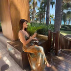 2023 New Women's Elegant Sexy Long Dress V-neck Open-back Rainbow Printing Tank Dress Sleeveless Summer Fashion