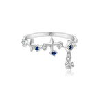 ANDYWEN 925 Sterling Silver Star Round Inlay Blue Zircon CZ Adjustable Open Ring Women Luxury Wedding Gift Dainty Jewelry Lootquake LLC